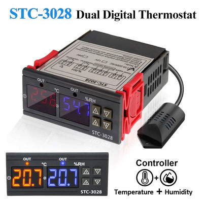 STC-3028 التيار المتناوب 220 فولت تيار مستمر 12 فولت-24 فولت جهاز التحكم في درجة الحرارة والرطوبة المزدوج جهاز مراقبة الطاقة