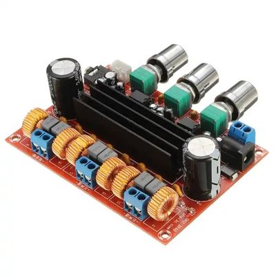 TPA3116D2 وحدة مكبر للصوت 50Wx2 + 100 واط 2.1 قناة مكبر كهربائي رقمي مجلس مع مدخل تيار مستمر 12-24 فولت
