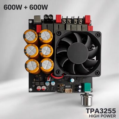 600W + 600W TPA3255 لوحة مكبر مزدوج الهواء التبريد المروحة الفئة D لوحة مكبر ستيريو DC18-50V
