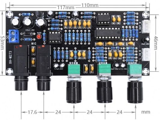 لوحة مضخم صوت للميكروفون PT2399 NE5532 DC12-24V