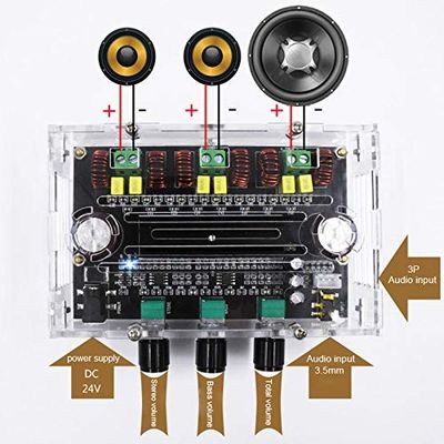 3 قنوات وحدة مكبر الصوت DC 6-100V مع 80W * 2 + 100W قوة الخروج لأنظمة الصوت المهنية