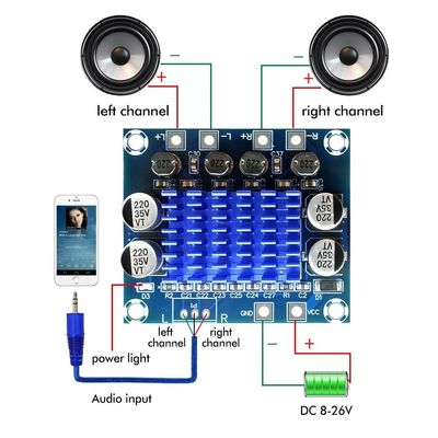 CA-3110S 30W + 30W لوحة الضخم الرقمي المكبر الصوتي الصغير مع قناة 2.0 و DC 8-26V Power