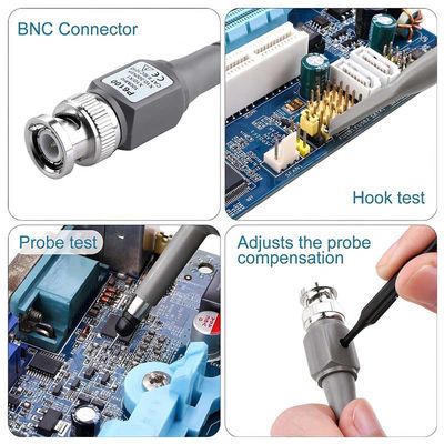 P6100 أداة اختبار BNC أداة أوسيلوسكوب مجموعة المسبار 100MHz 1X 10X شريط مجموعة قطعة 2