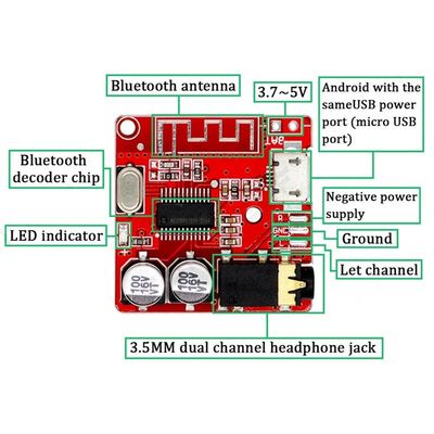 CA-6965 وحدة استقبال الصوت البلوتوث العالمية Micro USB 5V MP3 BT لوحة فك الترميز