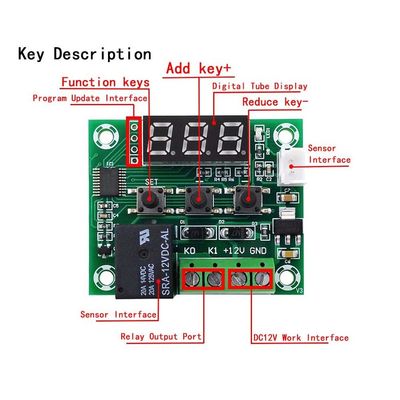 W1209 ترموستات جهاز التحكم في ميزان الحرارة الرقمي 1 10A مرحل DC12V