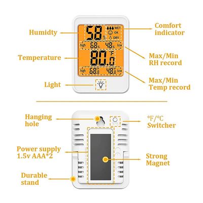 جهاز قياس الرطوبة لدرجة حرارة الغرفة LCD 10% - 99% RH -4F-158F