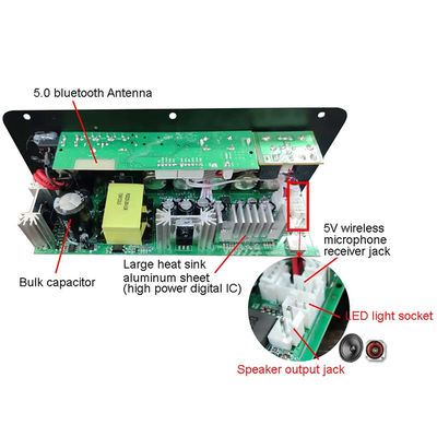 D100W Bluetooth 5.0 لوحة مكبر الطاقة AC 220V DC 12-24V 5V وحدة لاسلكية ل 8-12 بوصة