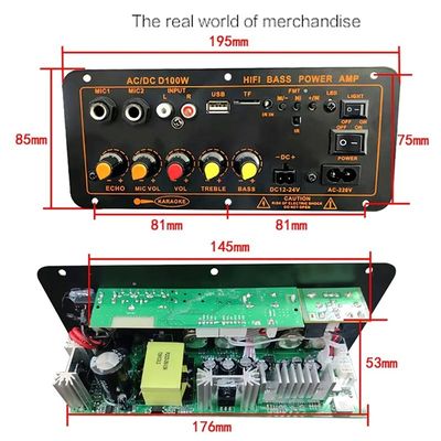 D100W Bluetooth 5.0 لوحة مكبر الطاقة AC 220V DC 12-24V 5V وحدة لاسلكية ل 8-12 بوصة