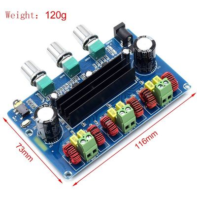 CA-3166B لوحة مكبرات Bluetooth 5.0 2 * 50W + 100W 2.1 قناة TPA3116D2 مع مصدر الطاقة DC12 ~ 24V