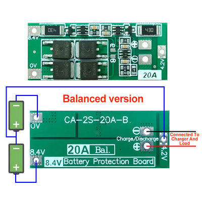 2S 20A 7.4V 8.4V 18650 لوحة حماية بطارية الليثيوم القياسية / التوازن Diy Bms لـ 18650