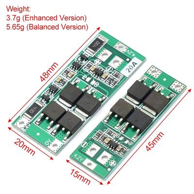 2S 20A 7.4V 8.4V 18650 لوحة حماية بطارية الليثيوم القياسية / التوازن Diy Bms لـ 18650