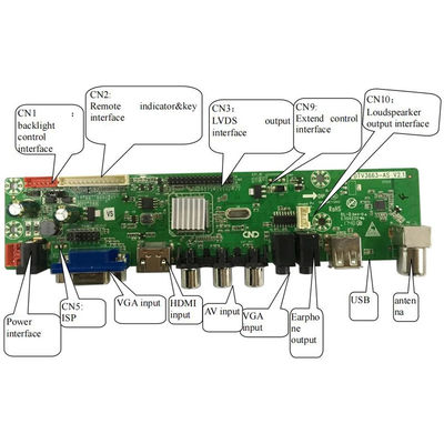 لوحة الرقمية التناظرية المتكاملة العالمية للفيديو LED TV DTV3663 مع T2/T/C