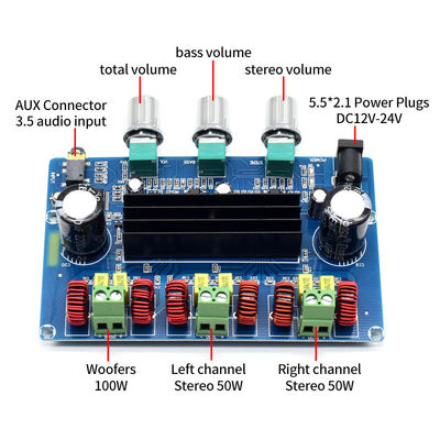 CA-3166B لوحة مكبر الطاقة الرقمية DC12-24V 50Wx2+100W AMP+BT