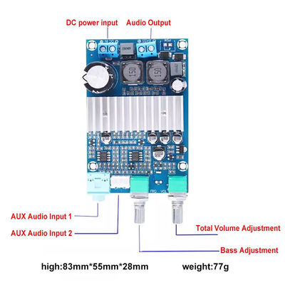 CA-3316A لوحة مكبر الطاقة الرقمية 100W الفئة D BASS AMP مع TPA3116 رقاقة 12-24V