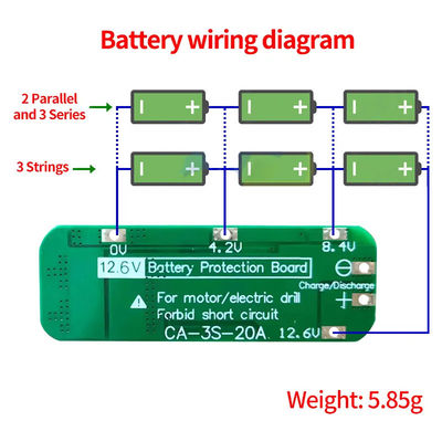 CA-3S-20A-E 11.1V 12V 12.6V BMS بطارية الحماية لوحة الليثيوم 3s BMS وحدة
