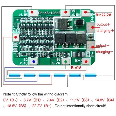 CA-6S-12A-E 24V PCB BMS مجلس حماية لـ 6 حزمة 18650 Li Ion بطارية الليثيوم