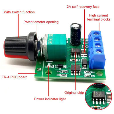 CA-102A PWM موتر تحكم سرعة 2A 30W 1.8V 3V 5V 6V 12V DC موتر حاكم تنظيم السرعة