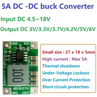 لوحة محولات التيار المباشر إلى التيار المباشر من نوع التثبيت القياسي لتنظيم التوتر من 4.5V-18V إلى 3V-6V