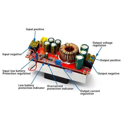 1800W 40A DC-DC الجهد الثابت التيار الثابت تحويل الزيادة 10-60V من قبل المروحة ل 12-90V