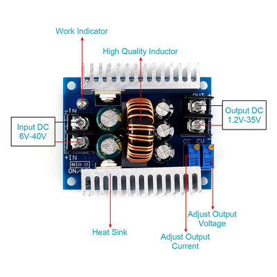 300W 20A DC-DC Buck Converter Step Down Module مع نطاق الحد من التيار 0.2-20A