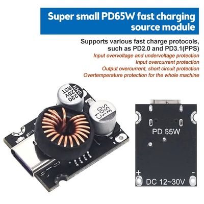 QC4.0 QC3.0 نوع C USB PD65W وحدة محول شحن سريع مع نوع تركيب قياسي
