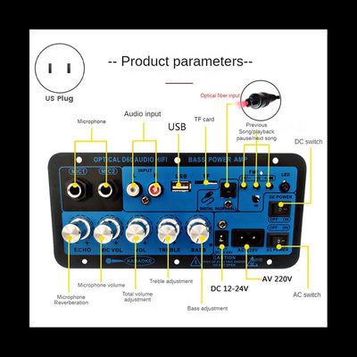 D60 50W Subwoofer Amplifier Board مع Bluetooth وإدخال صوتي بصري ل 12V/24V/220V Power