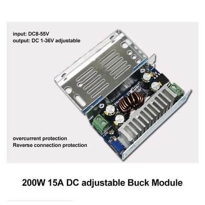 200W DC-DC Buck Module 15A محول خطوة إلى أسفل 8-55V إلى 1-36V مع تركيب قياسي