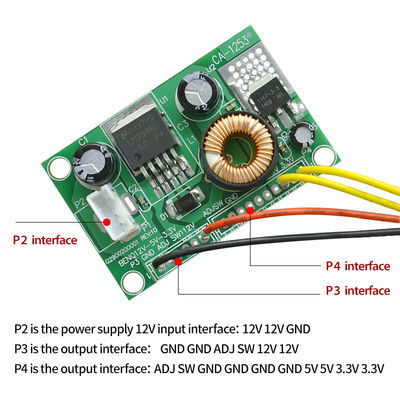 12V إلى 5V إلى 3.3V وحدة إمدادات الكهرباء LCD لوحة محول DC مع الدائرة المتكاملة