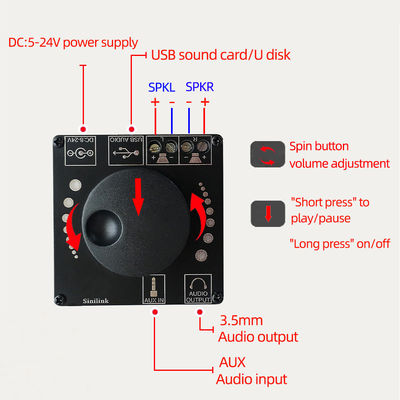 2x50W مكبر الصوت مزدوج القناة 3.5mm أوكس الصوت ستيريو BT 5.0 أمبير رقمية HIFI لوحة مكبر الطاقة