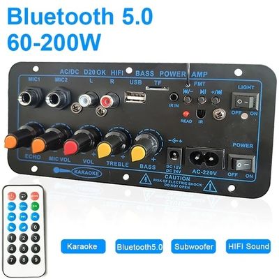 D20 200W BT 5.0 مكبر لوح مكبر ستيريو للسيارة مع ميكروفون مزدوج ودعم سوبووفر