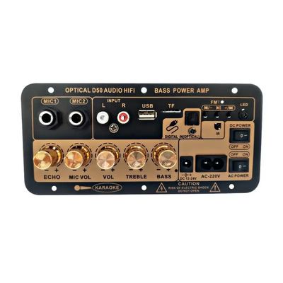 لوحة مكبرات D50 مع صوت بصري BT AMP USB FM راديو TF Player أسود للسيارة المنزلية