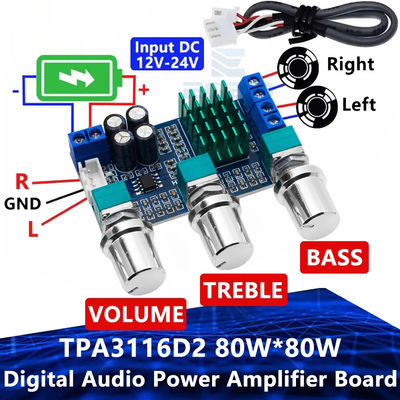 80W x 2 قناة مزدوجة لوحة مكبر الصوت الرقمي TPA3116D2 وحدة ذات كفاءة عالية > 90%