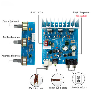 TDA2030 Subwoofer Power Amplifier Board 2.1CH 15W*2 30W مكبر صوتي ستيريو مع طاقة مزدوجة AC 12V