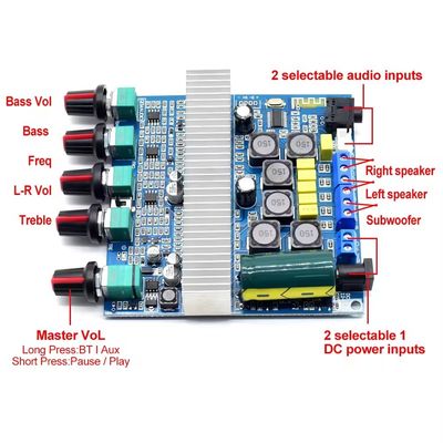 50W*2 100W TPA3116D2 BT 5.0 HIFI طاقة رقمية سوبووفر لوحة مكبر للصوت