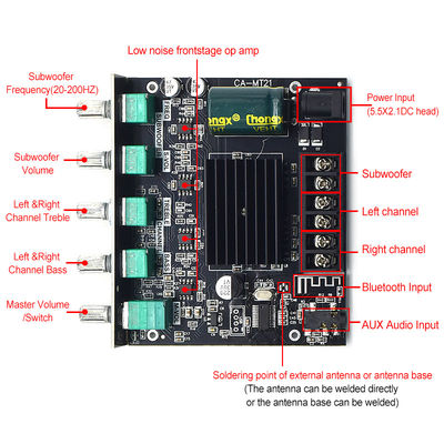 CA-MT21 2.1 قناة BT 5.0 لوحة مكبر الصوت الفرعي 2 * 50W + 100W 12-24V AMP + BT