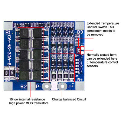 CA-4S-30A-B الليثيوم 18650 BMS بطارية حماية لوحة 30A 14.8V 12.8V 4s BMS لوحة