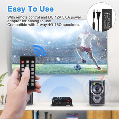 AK-380 USB SD مكبر طاقة الصوت 400W 2.0 CH HiFi Stereo AMP المتحدث بلوتوث 5.0 Amp المستقبل مع التحكم عن بعد للمنزل