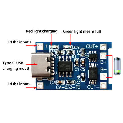 CA-033 لوحة شحن USB Micro Type-C 5V مزدوجة الوظيفة 1A Li-Ion Lithium Battery Charger Module 18650 TP4056 ICs المنتج