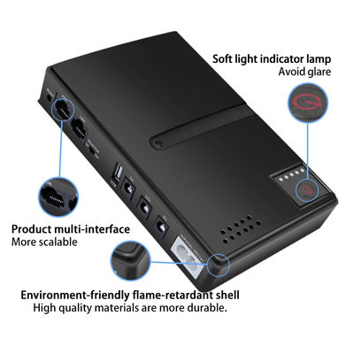 مصدر كهرباء غير قابل للانقطاع (UPS) صغير 10400mAh لجهاز التوجيه مودم كاميرات المراقبة CCTV مصدر كهرباء قابل للتكوين AC DC