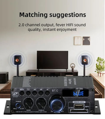 AK-380 5.0 مكبر 2.0 قناة مكبر السيارات المسرح المنزلي ميني HIFI مكبرات الصوت الرقمية ستيريو USB OTG مدخل