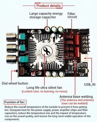 ZK-1602T 2 * 160W 2.0 قناة وحدة مكبر الطاقة الرقمية من الدرجة D الصوتية ستيريو BT 5.0 لوحة مكبر الصوت ZK-1602T