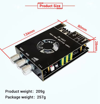 ZK-1602T 2 * 160W 2.0 قناة وحدة مكبر الطاقة الرقمية من الدرجة D الصوتية ستيريو BT 5.0 لوحة مكبر الصوت ZK-1602T