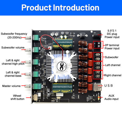 ZK-AS21 2.1 قناة وحدة لوحة مكبر الطاقة الرقمية 220W * 2 + 350W صوت عالي منخفض TPA3255 BT Home Audio AS21
