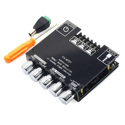 ZK-MT21 2.1 Channel Subwoofer Amplifier Module 5.0BT 12V 24V 2*50W + 100W Power Home Use لوح بلاستيكي لنظام مكبر الصوت