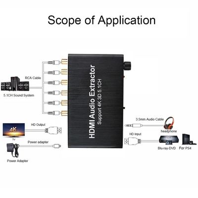 HDMI إلى 3.5mm RCA محول الصوت التناظري مستخرج مكبر مكبر للصوت لـ PS4 DVD 5.1 Channel Sound Splitter Private Mold