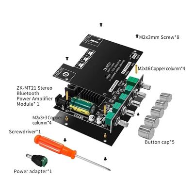 ZK-MT21 لوحة مكبر الطاقة الرقمية عالية الجودة 100W + 2 * 50W 2.1 قناة سوبووفر AUX 12/24V صوت ستيريو 5.0 آمبر ZK-MT21