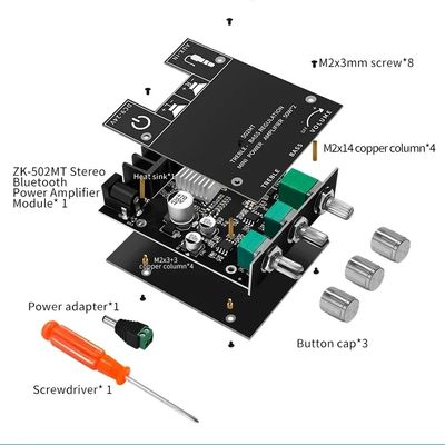 ZK-502MT 5.0 Subwoofer Amplifier Board 50W*2 2.0 Channel High Power Audio Stereo Sound Amplifiers وحدة تعزيز الصوت السليمة