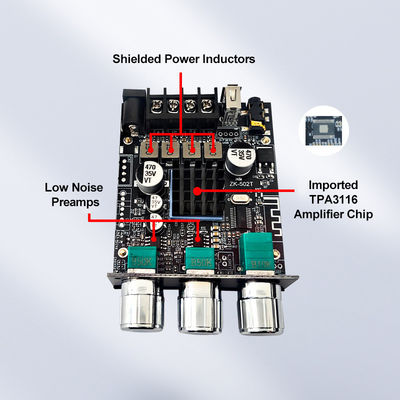TPA3116D2 Subwoofer Audio Amplifier Module ZK-502T 2 Channel Audio Stereo Board مع 2 * 50W Bass AMP وتواصل AUX