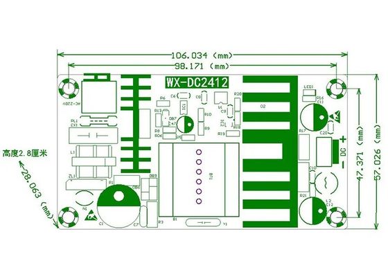 WX-DC2412 لوحة إمدادات الطاقة المبتدئة 100W وحدة إمدادات الطاقة العالية لوحة عارية AC DC 24V4A