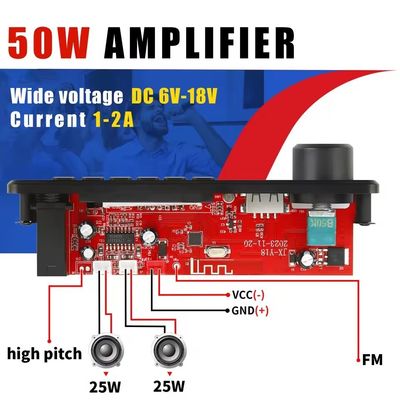 2 * 25W مكبر الطاقة الأولوية الميكروفون مع MP3 لوحة فك تشفير ومرافقة عمر البطارية 20 ساعة الشاشة نعم